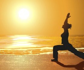 Creative yoga and sunset vector 03