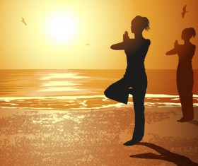 Creative yoga and sunset vector 04