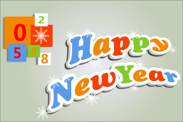 Cute 3D Happy New Year text design vector free download