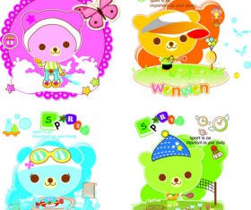 Cute cartoon baby bear vector material