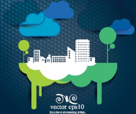 Cute cartoon city background vector material 03