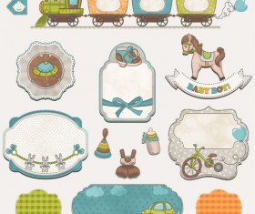 Cute cartoon labels design vector material