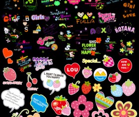 Cute labels psd material set