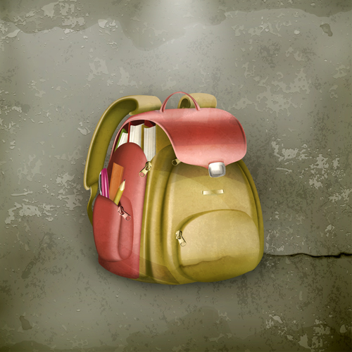 Cute school bag design vector 02