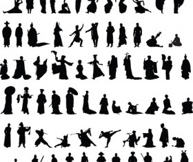 Dance and martial arts silhouettes vector graphics