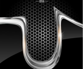 Dark style metal wave background vector set 04
