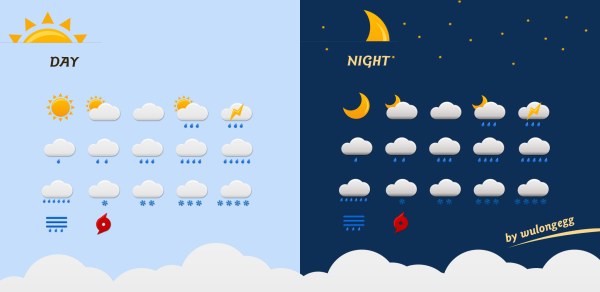 Day and night weather icons psd material