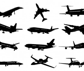 Different airplane silhouette vector set