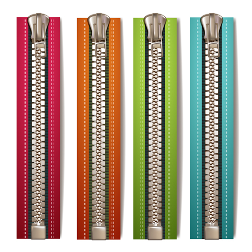 Different colored zipper design vector