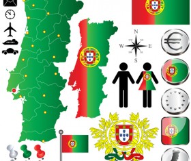 Different countries flags with map and symbols design vector 01