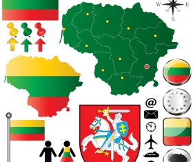 Different countries flags with map and symbols design vector 02