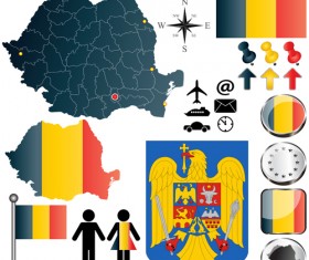 Different countries flags with map and symbols design vector 03