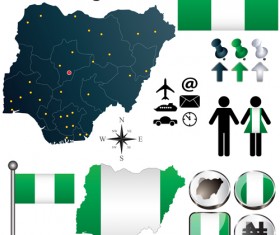 Different countries flags with map and symbols design vector 07