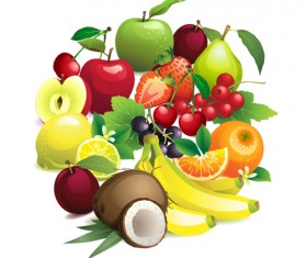 Different fruit heart shapes background vector 04