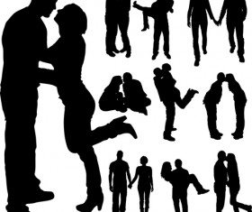 Different occupations man and woman silhouettes vector 01