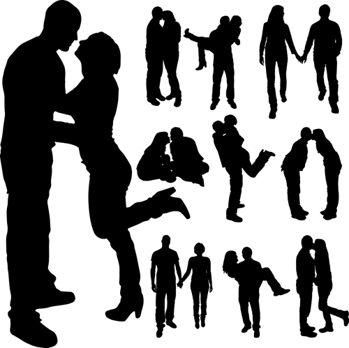 Different occupations man and woman silhouettes vector 01