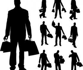 Different occupations man and woman silhouettes vector 02