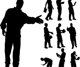 Different occupations man and woman silhouettes vector 03