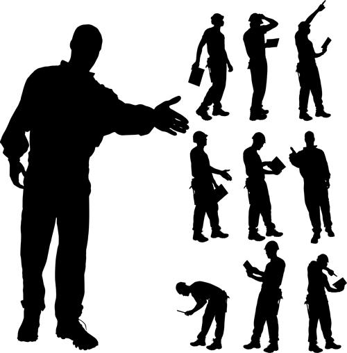 Download Different occupations man and woman silhouettes vector 03 ...