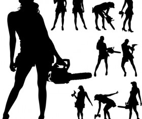 Different occupations man and woman silhouettes vector 04