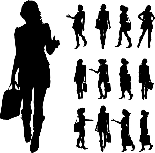 Different occupations man and woman silhouettes vector 05