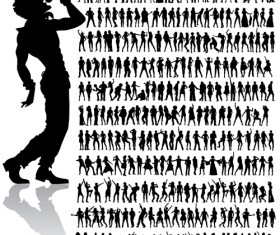 Dancing and singing people silhouettes vector graphics