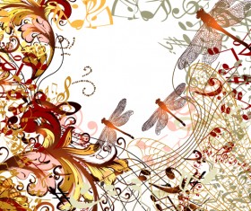 Dragonflies and music design vector