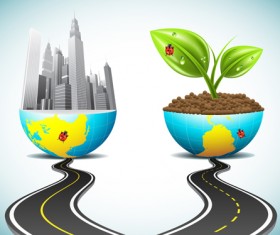 Earth skyscrapers with eco vector