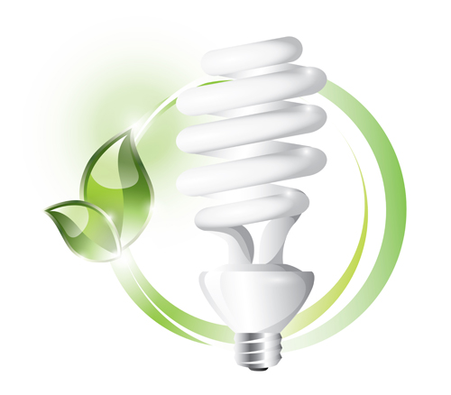 Ecology with energy-saving lamps vector