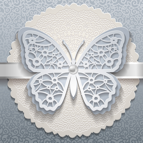 Elegant butterflies vintage card vector material 01