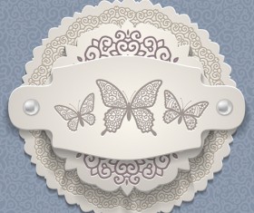 Elegant butterflies vintage card vector material 02