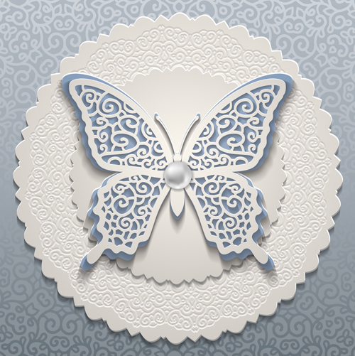 Elegant butterflies vintage card vector material 03