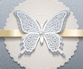 Elegant butterflies vintage card vector material 04