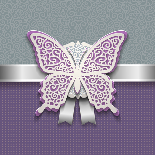 Elegant butterflies vintage card vector material 05