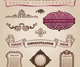 Elegant calligraphic with labels vector set