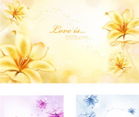 Elegant dream flowers background vector 01