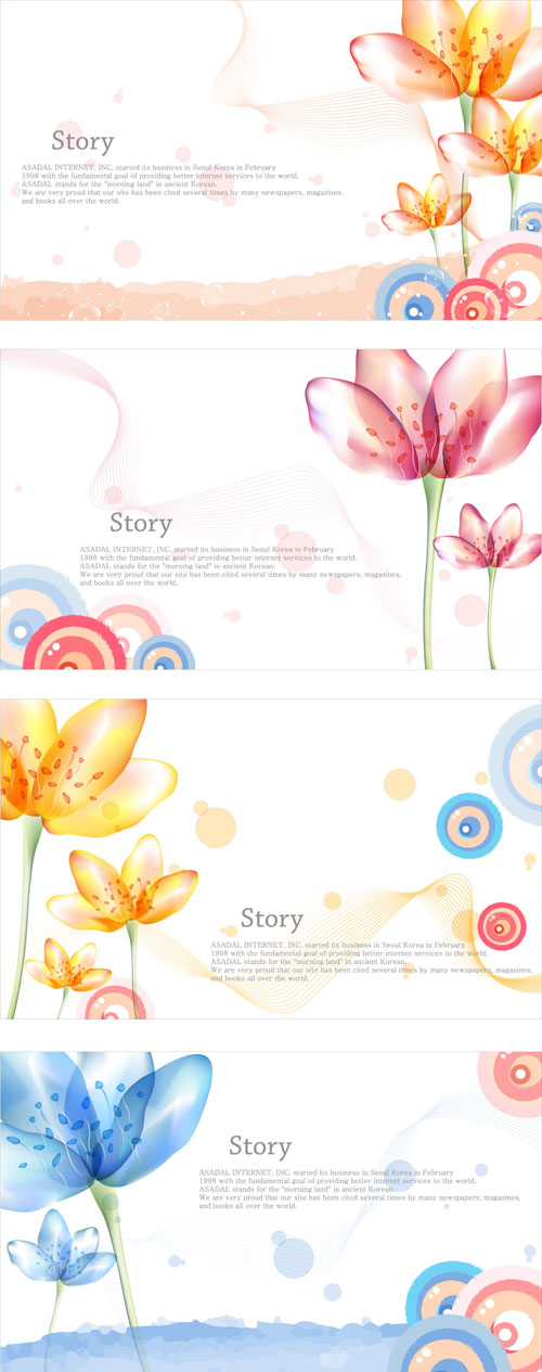 Elegant dream flowers background vector 02