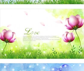 Elegant dream flowers background vector 03