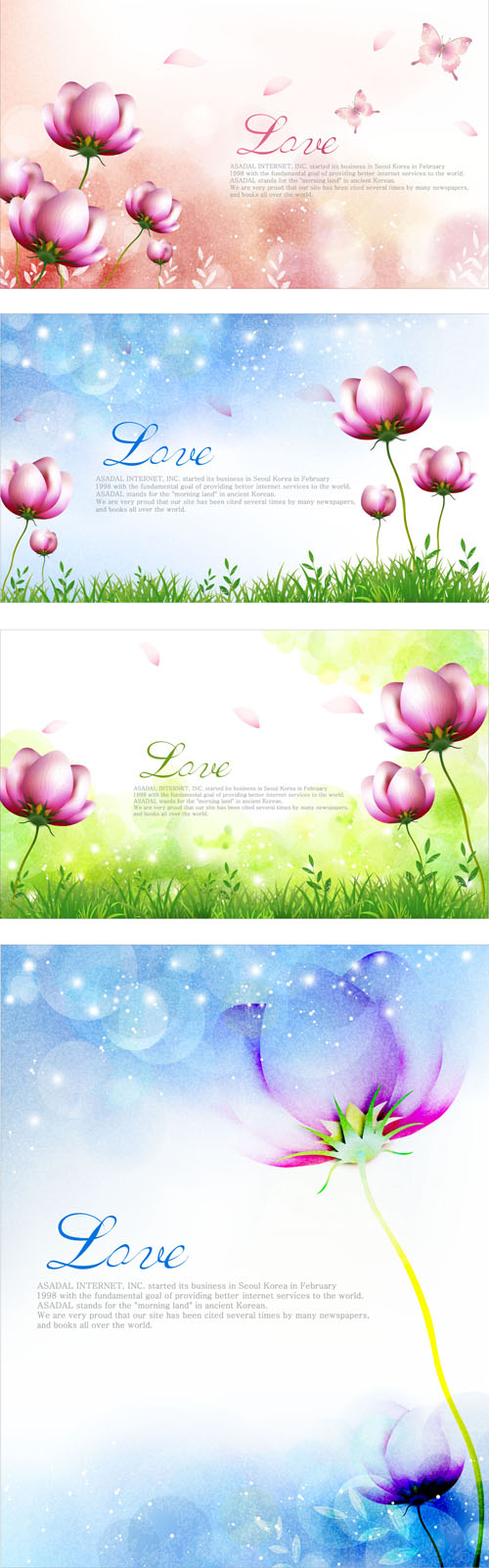 Elegant dream flowers background vector 03