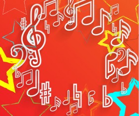 Elegant music note background vector set 04