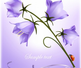Elegant purple flower background art vector 01