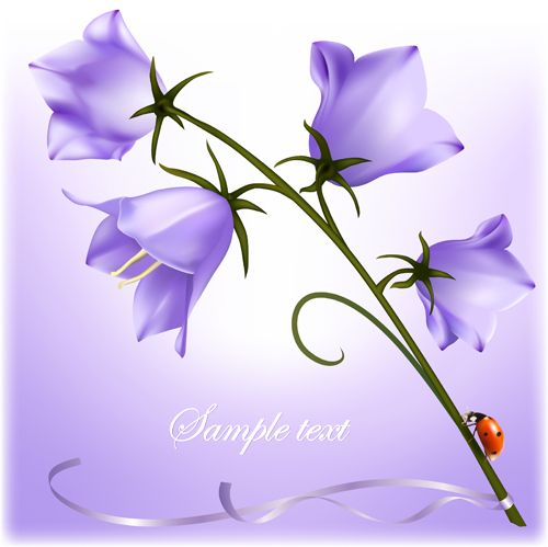 Elegant purple flower background art vector 01