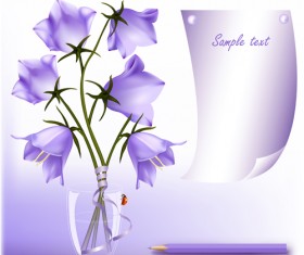 Elegant purple flower background art vector 02