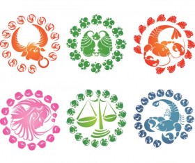 Elegant twelve constellations icons vector