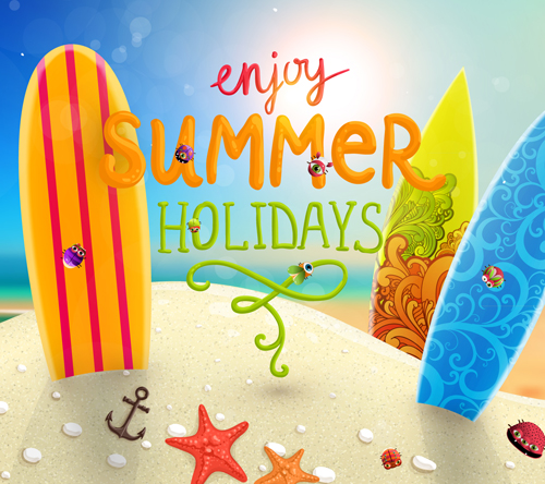 Enjoy tropical summer holidays backgrounds vector 01