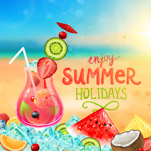 Enjoy tropical summer holidays backgrounds vector 02
