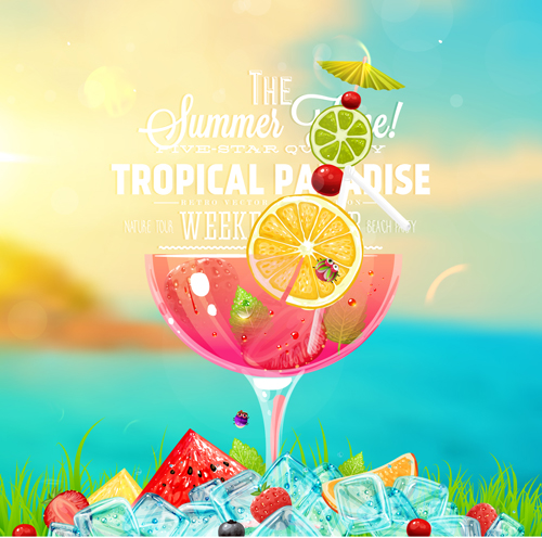 Enjoy tropical summer holidays backgrounds vector 03