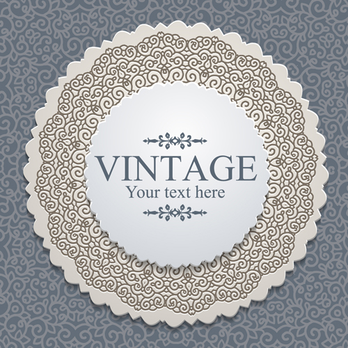 Exquisite lace vintage cards vector set 01