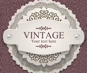 Exquisite lace vintage cards vector set 02