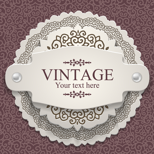 Exquisite lace vintage cards vector set 02